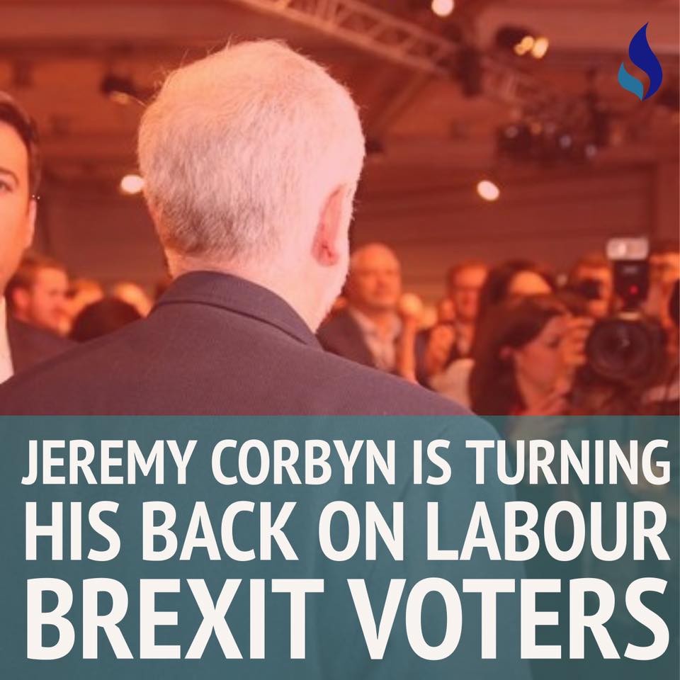 By backing a second referendum on our membership of the EU, Labour leader Jeremy Corbyn has made it crystal clear that the Labour Party do not respect the vote that has already taken place. Today, Jeremy Corbyn has turned his back on Labour voters who voted leave!